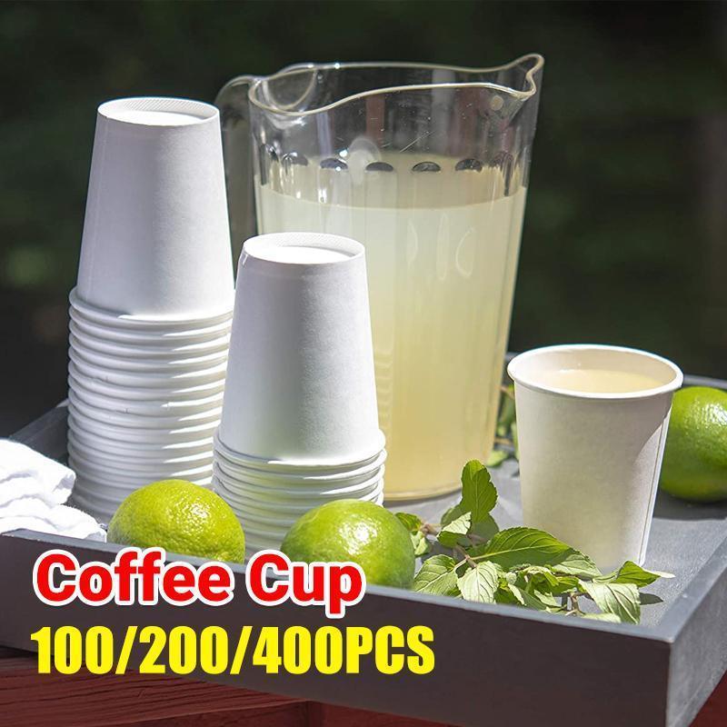 Disposable Coffee Cups Takeaway Paper Single Wall 16oz No Lids - 100pcs