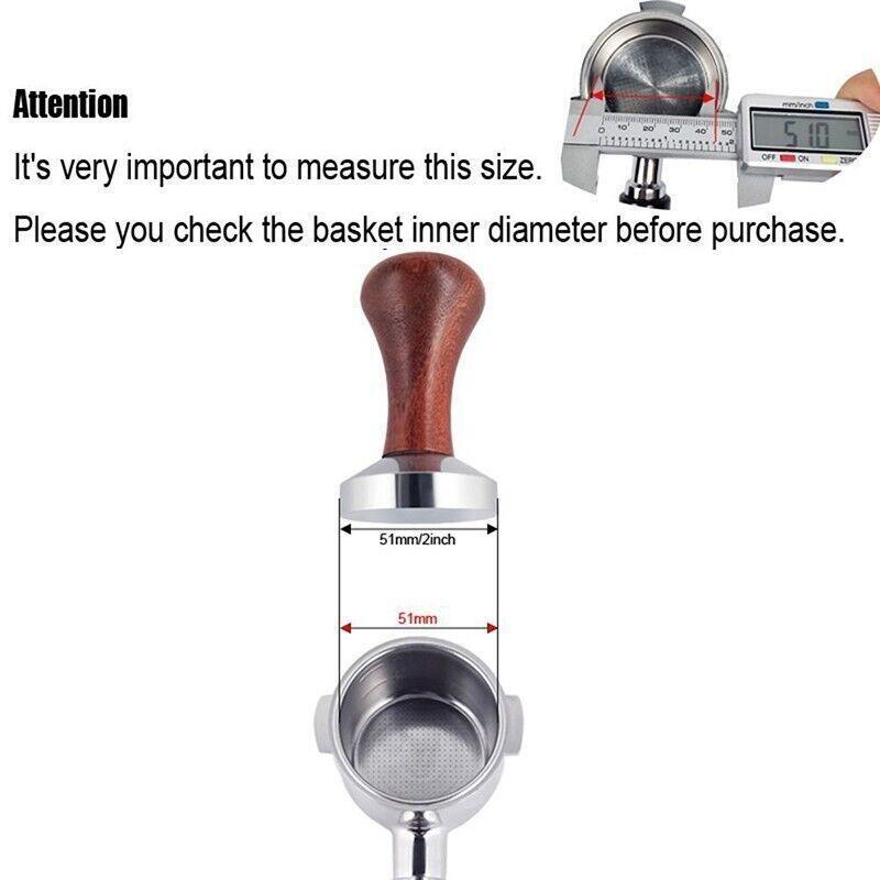 51mm Coffee Tamper Aluminum Alloy Base Wooden Handle for Espresso Machine 3