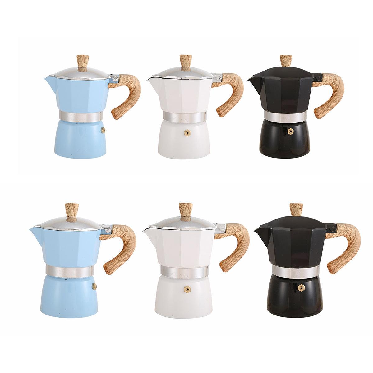 Portable Coffee Maker Wood Grain Handle Outdoor Manual Espresso Machine Camping - Beige-150ml