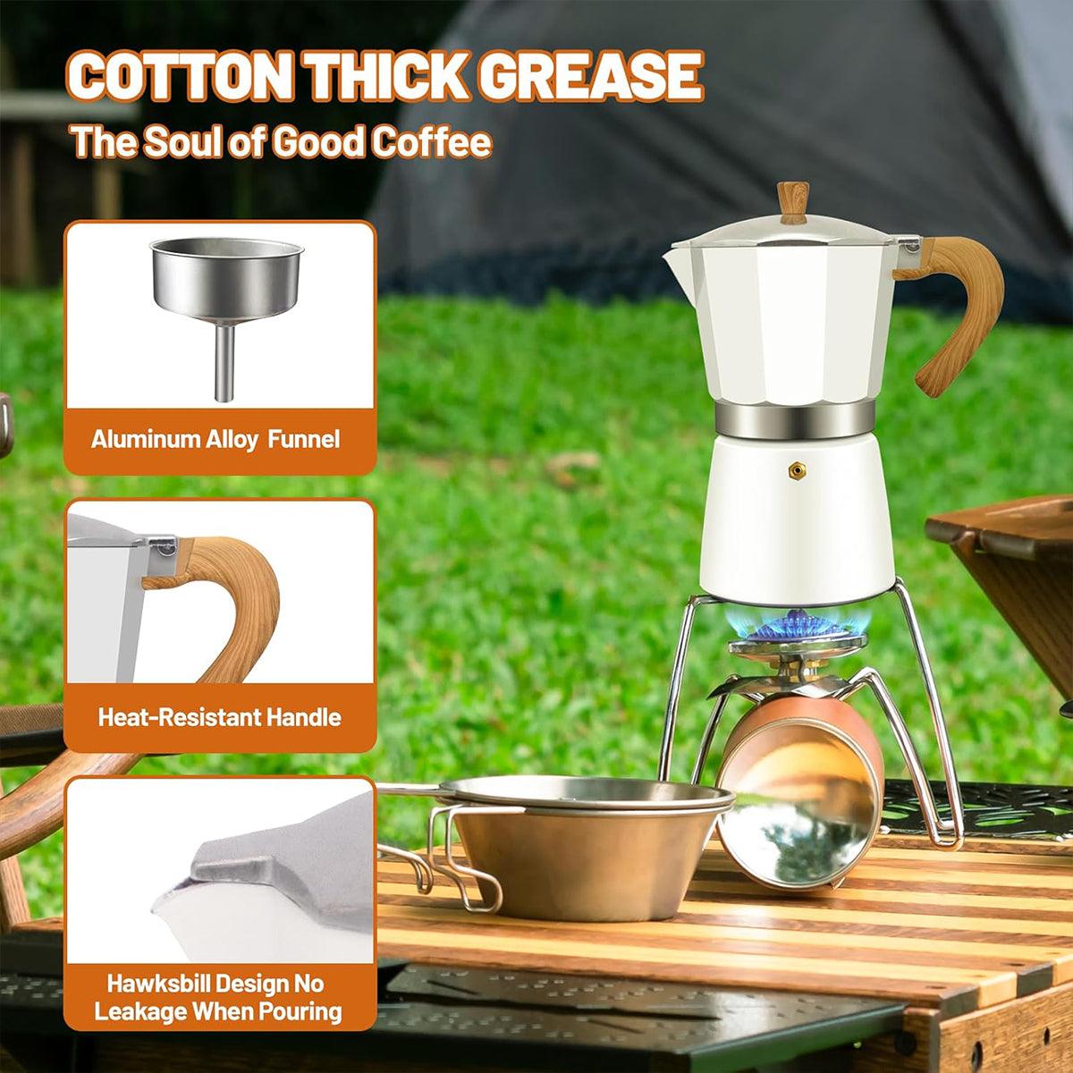 Portable Coffee Maker Wood Grain Handle Outdoor Manual Espresso Machine Camping - Beige-150ml 4