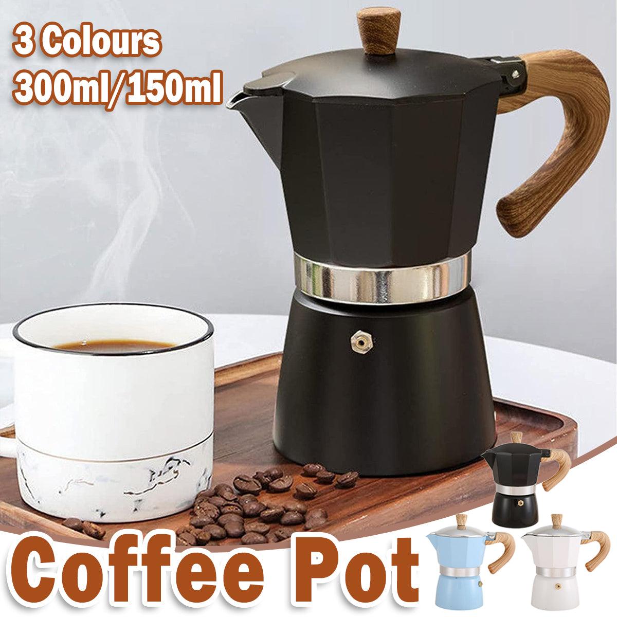 Portable Coffee Maker Wood Grain Handle Outdoor Manual Espresso Machine Camping - Beige-300ml