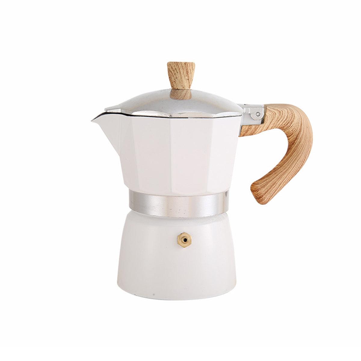 Portable Coffee Maker Wood Grain Handle Outdoor Manual Espresso Machine Camping - Blue-150ml 6