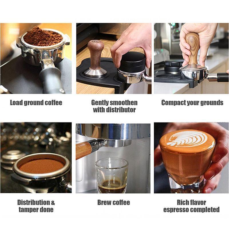 Double Slot Silicone Coffee Tamper Mat | Non-Slip Corner Tamping Pad 21×15×4cm 5