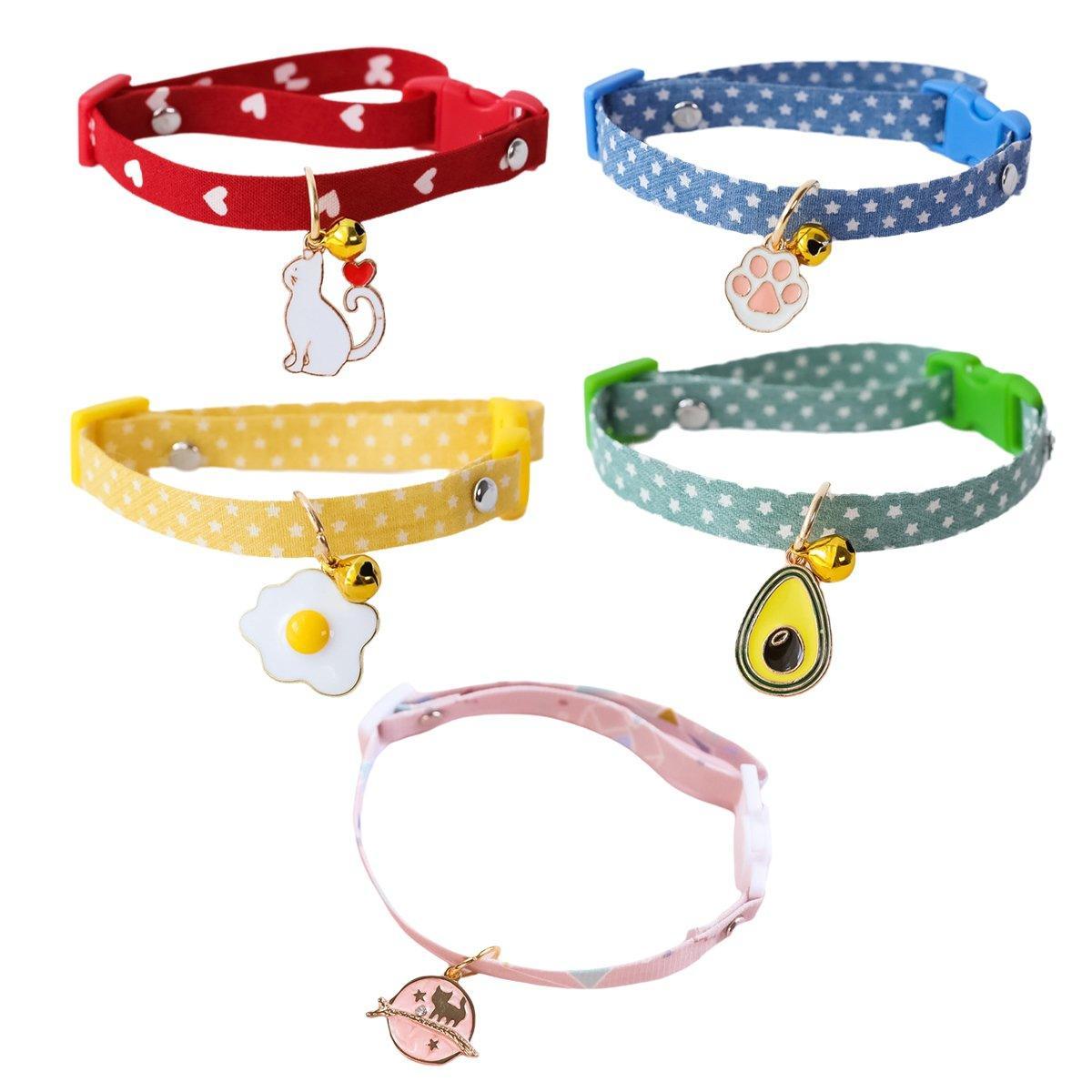 Adjustable Pet Collar with Buckle and Bell for Kitten and Dog Wearable Accessory - Green