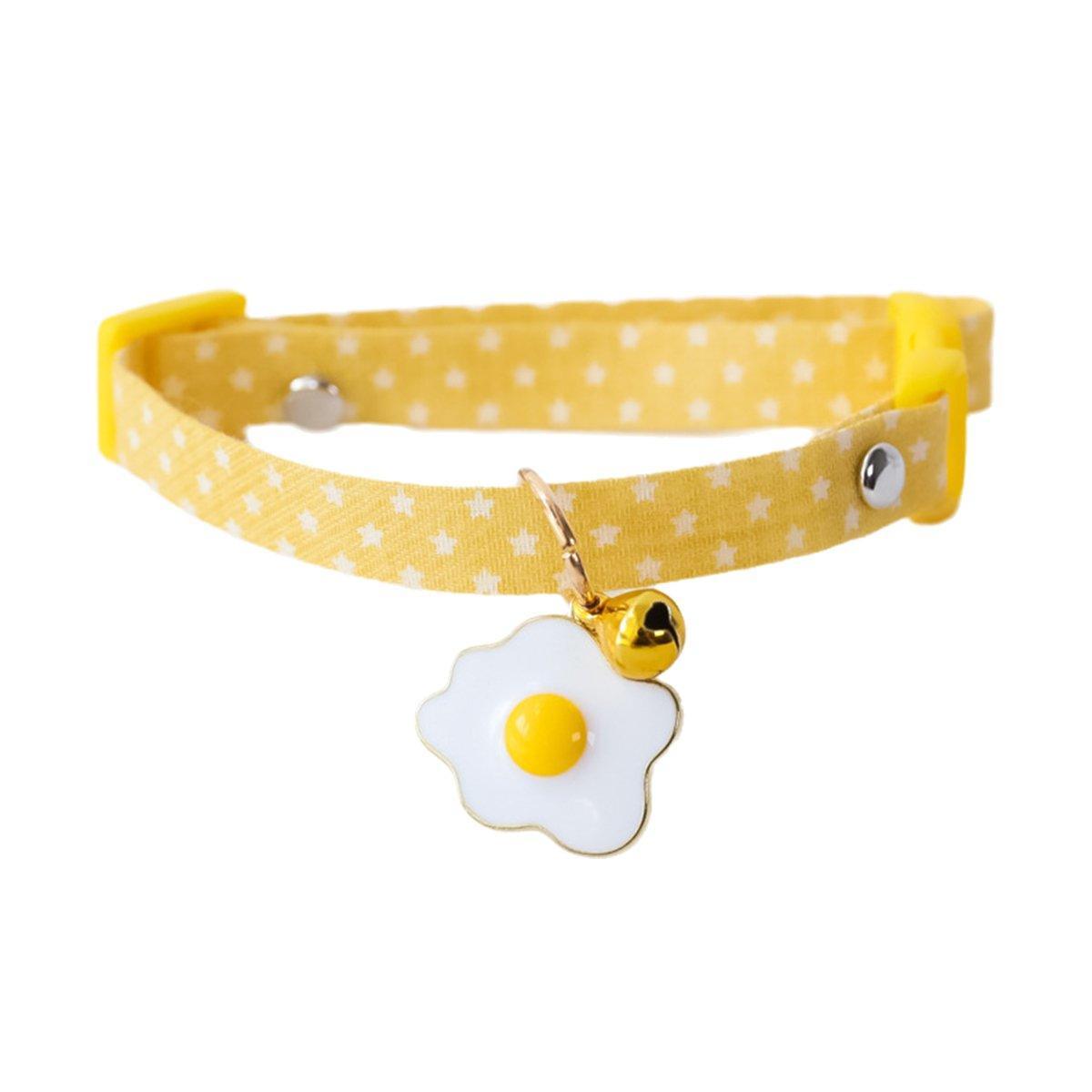 Adjustable Pet Collar with Buckle and Bell for Kitten and Dog Wearable Accessory - Yellow 7