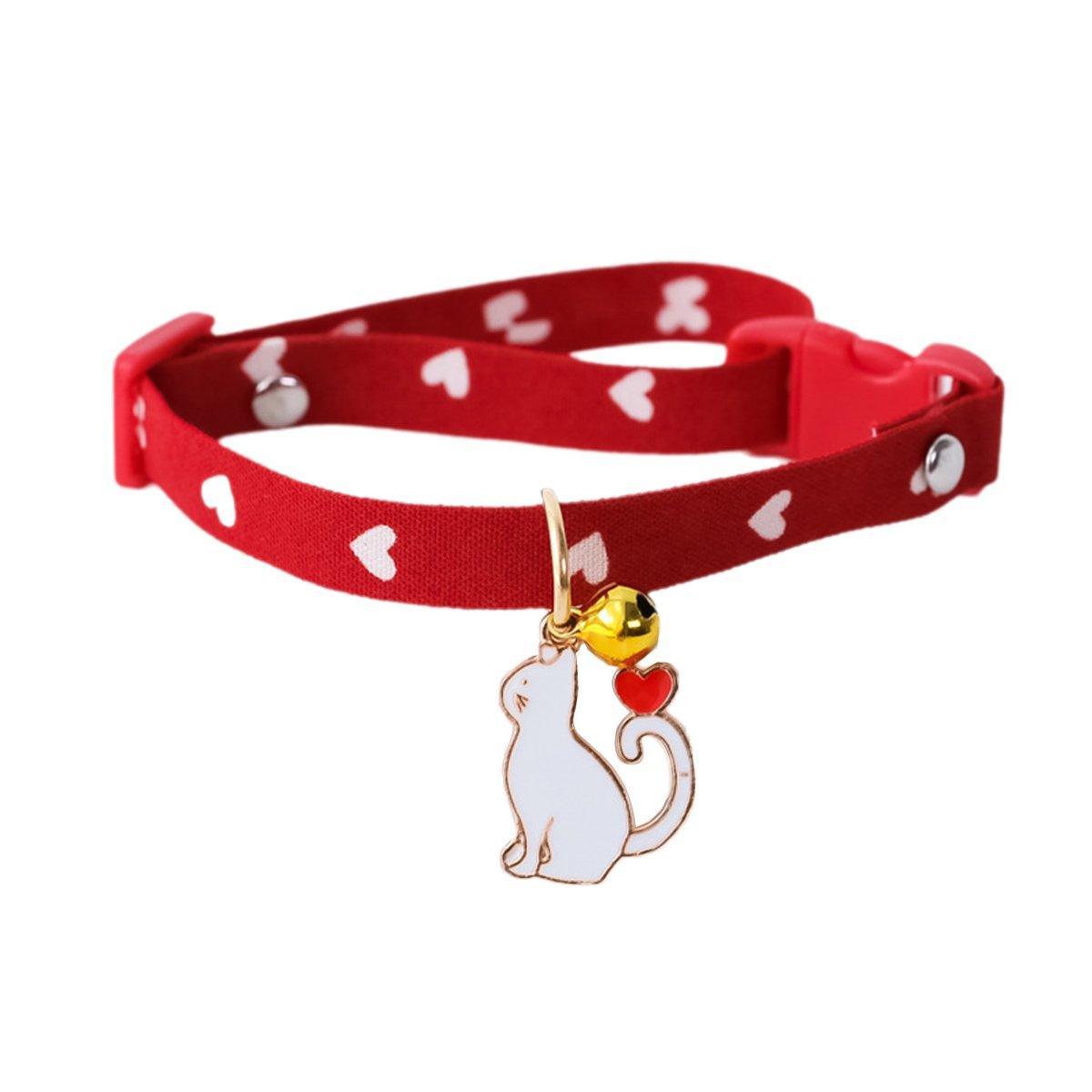 Adjustable Pet Collar with Buckle and Bell for Kitten and Dog Wearable Accessory - Pink 6