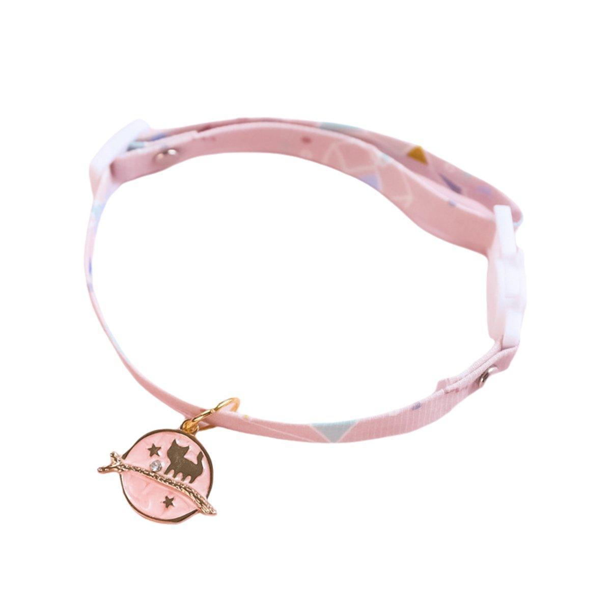 Adjustable Pet Collar with Buckle and Bell for Kitten and Dog Wearable Accessory - Pink 10