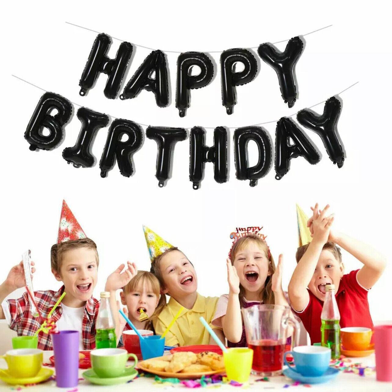 40Cm 3D Happy Birthday Letters Balloons Inflating Foil Banner Bunting Celebrate - Black 5