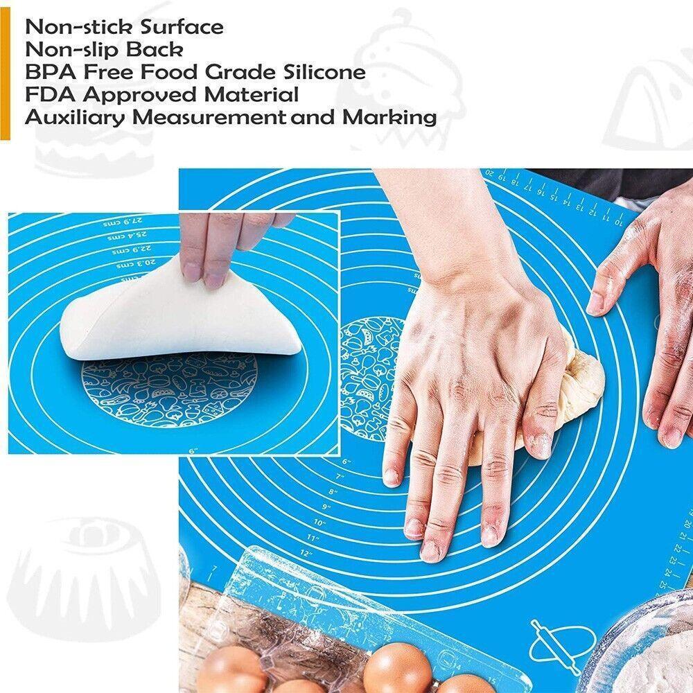 Blue Reusable Non-Stick Silicone Rolling Dough Mat Cake Pastry Baking Fondant Sheet - 64*45cm 4