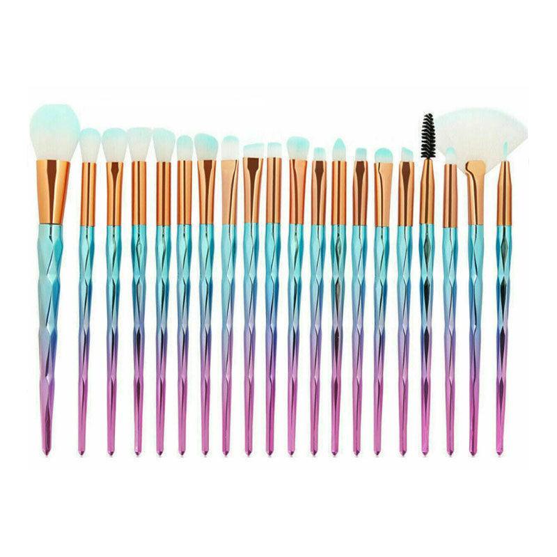 20 Pcs Eye Make-Up Brushes Diamond Unicorn Eyeshadow Eyebrow Blending Brush Set - Blue and Purple 8