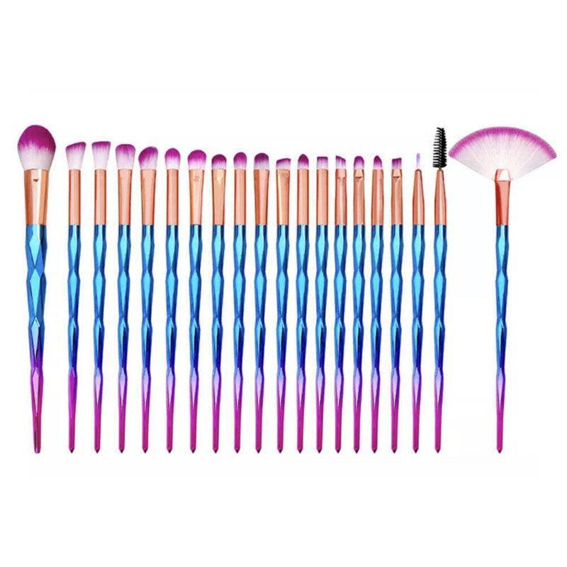 20 Pcs Eye Make-Up Brushes Diamond Unicorn Eyeshadow Eyebrow Blending Brush Set - Gold 11