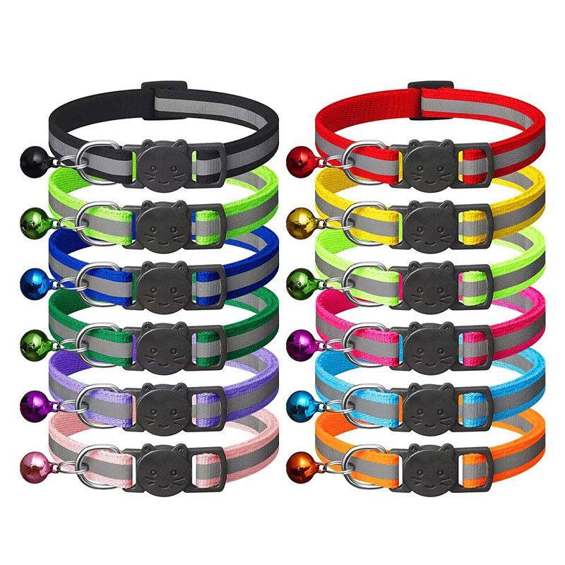 Reflective Cat Collar with Breakaway Buckle and Bell Adjustable for Small Pet Use - Light Purple