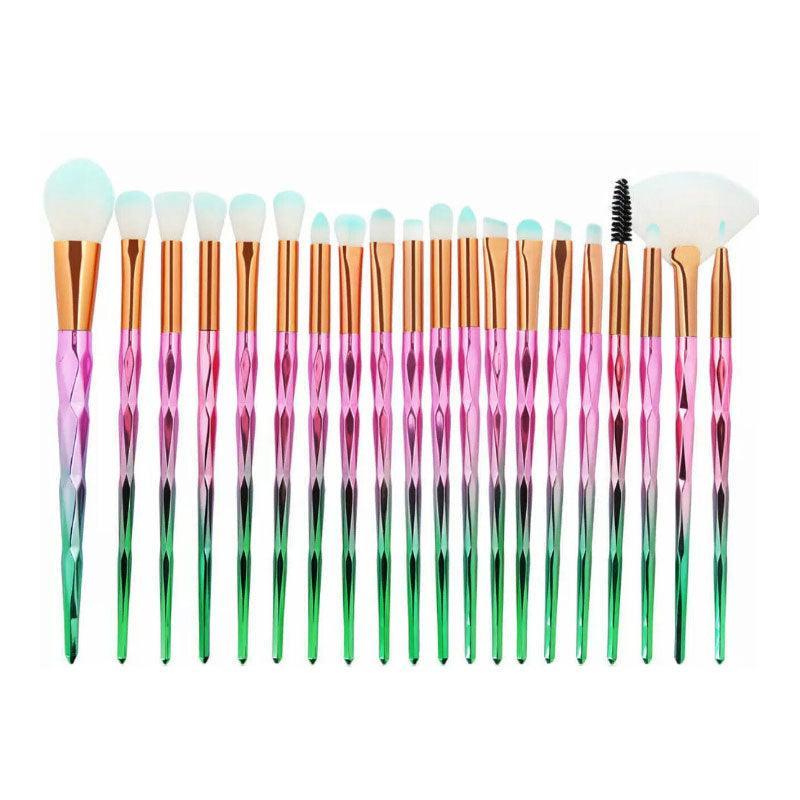 20 Pcs Eye Make-Up Brushes Diamond Unicorn Eyeshadow Eyebrow Blending Brush Set - Pink and Gold 12