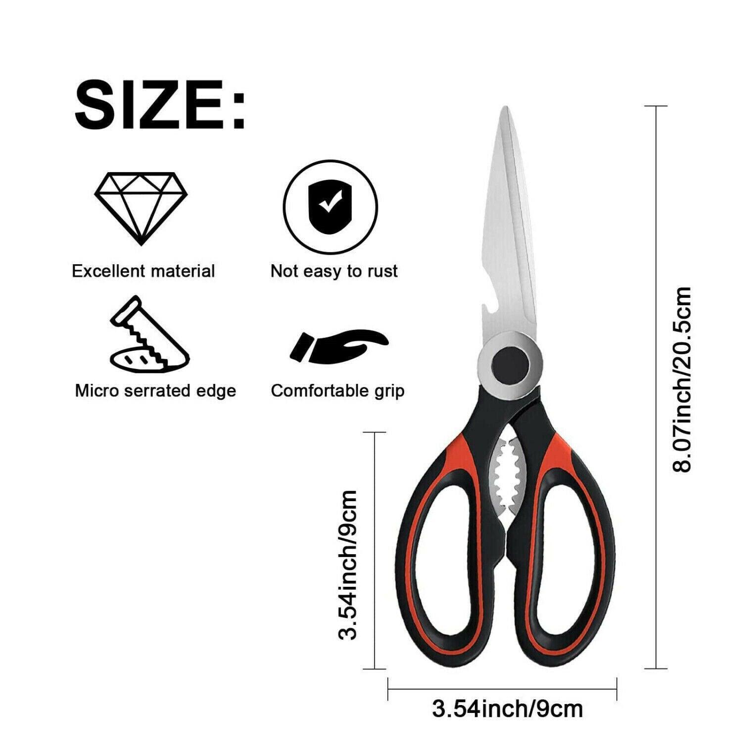 Heavy Duty Kitchen Scissors Multi Purpose Stainless Steel Chicken Bone Cutter - Red 3