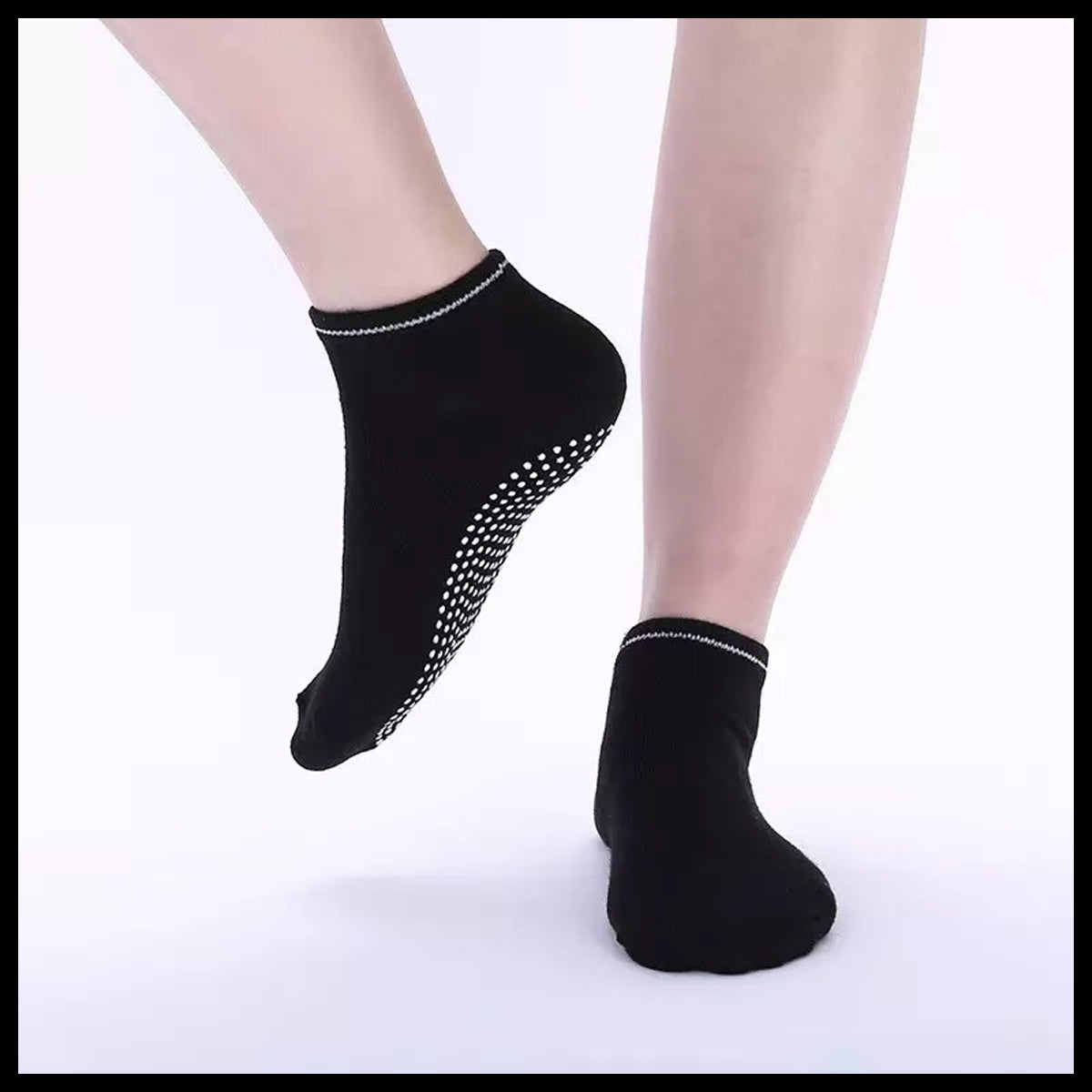 3 Pairs Ladies Women Sports Cotton Rich Pilates Yoga Non-Slip Grip Socks - Sky Blue 6