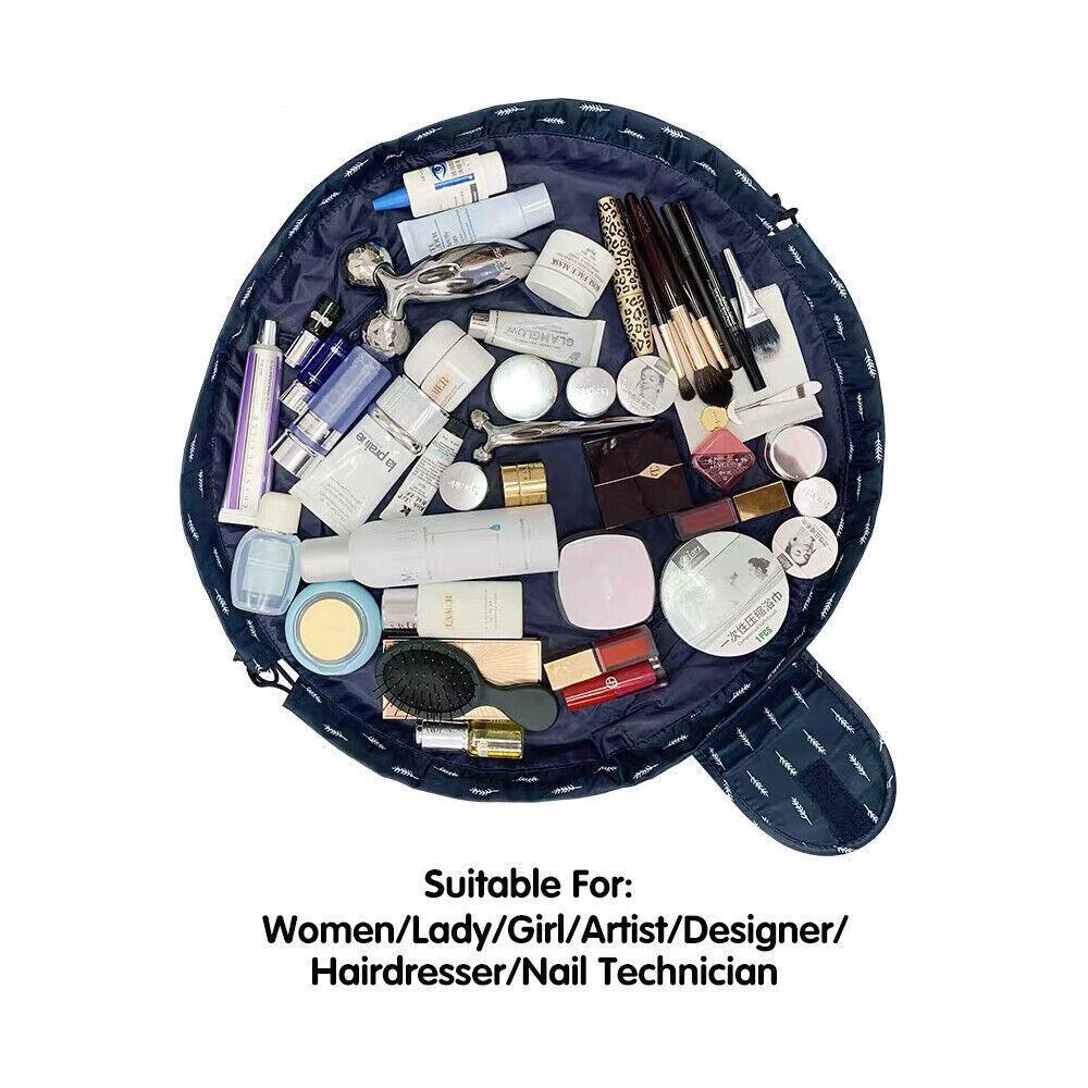 Portable Travel Makeup Bag Drawstring Cosmetic Pouch Lazy Storage Organiser Case - Steel Rose 4