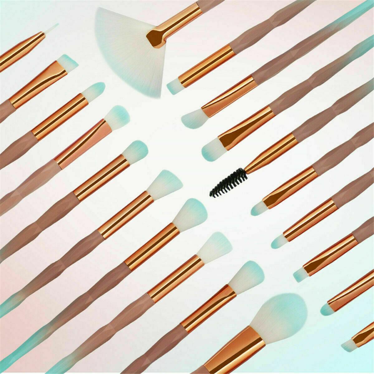 20 Pcs Eye Make-Up Brushes Diamond Unicorn Eyeshadow Eyebrow Blending Brush Set - Transparent 4