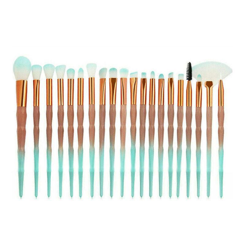 20 Pcs Eye Make-Up Brushes Diamond Unicorn Eyeshadow Eyebrow Blending Brush Set - Transparent 10