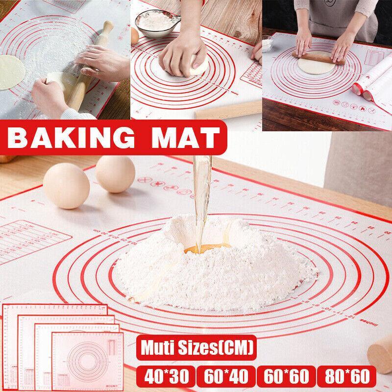 Non-Stick Silicone Baking Mat Rolling Cake Dough Scale Pastry Clay Fondant Sheet - Red 60*40cm