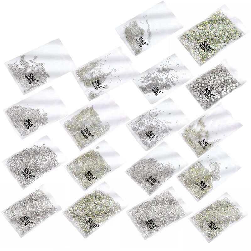 1440Pcs Glitter Rhinestones Crystal Flat Clear Bottom Glass Nail Art Nail Drill - Coloured Crystal-SS16
