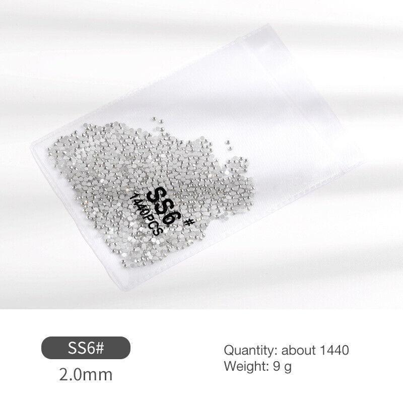 1440Pcs Glitter Rhinestones Crystal Flat Clear Bottom Glass Nail Art Nail Drill - Coloured Crystal-SS20 4