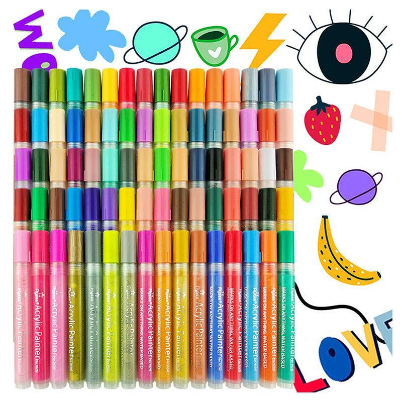 Flysea 12-80 Colours Acrylic Paint Pens Painting Stone Ceramic Glass Markers 0.7 - 35-Colour Set (15 Medium+ 20 Fine Tip) 3