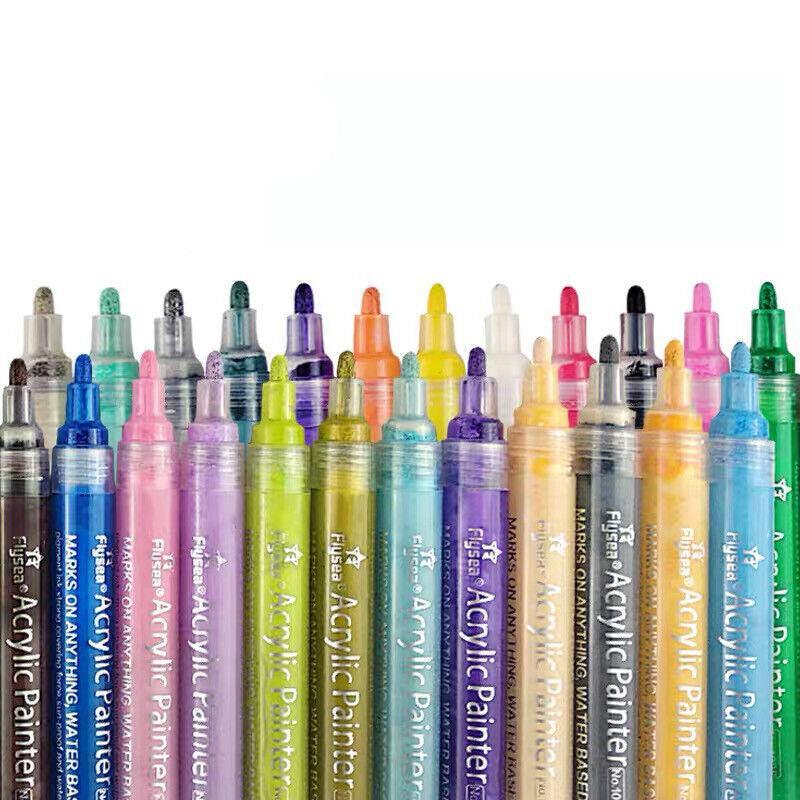 Flysea 12-80 Colours Acrylic Paint Pens Painting Stone Ceramic Glass Markers 0.7 - 35-Colour Set (15 Medium+ 20 Fine Tip) 7