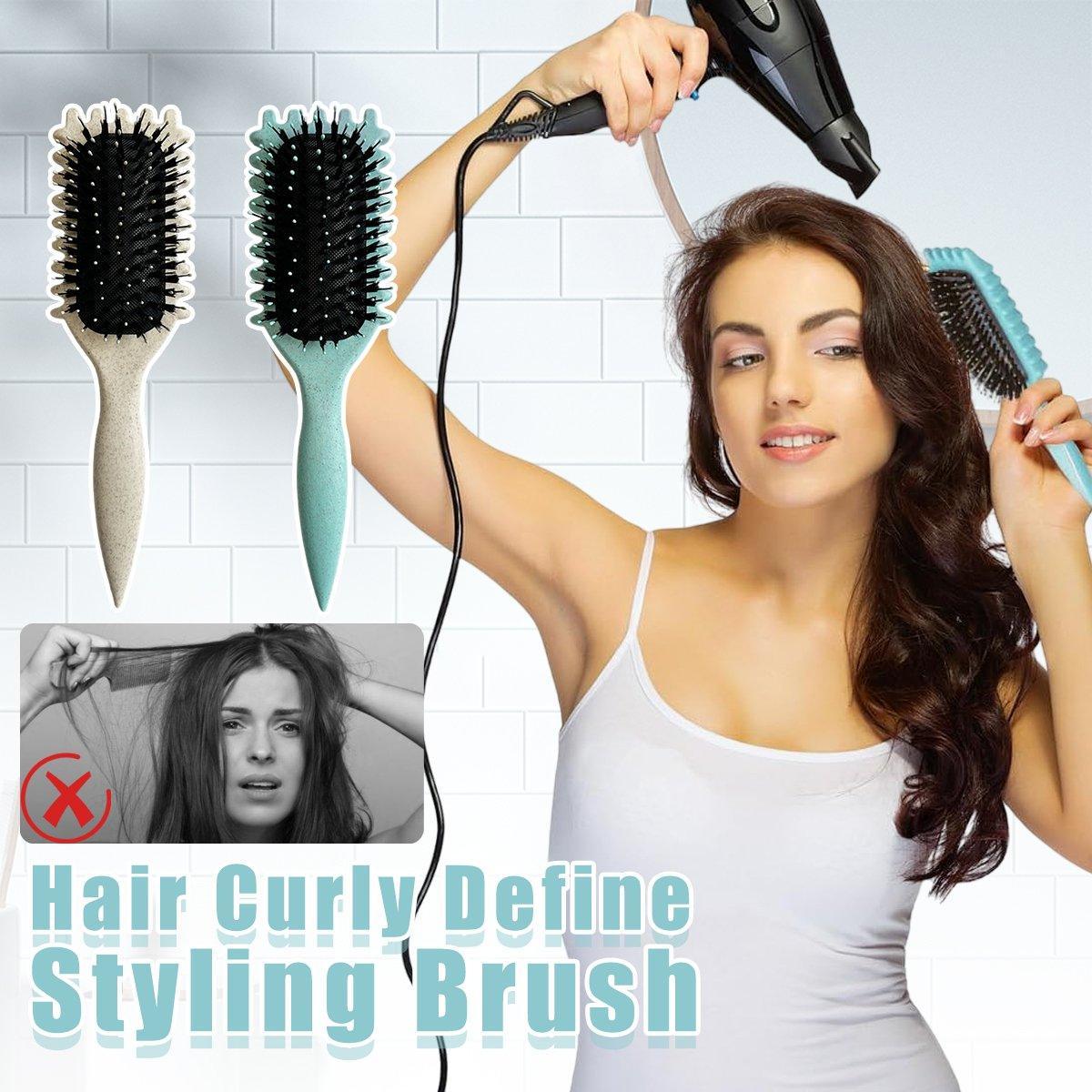 Upgraded Hair Styling Brush for Defined Curls with Ergonomic Handle Bounce Curl - Green
