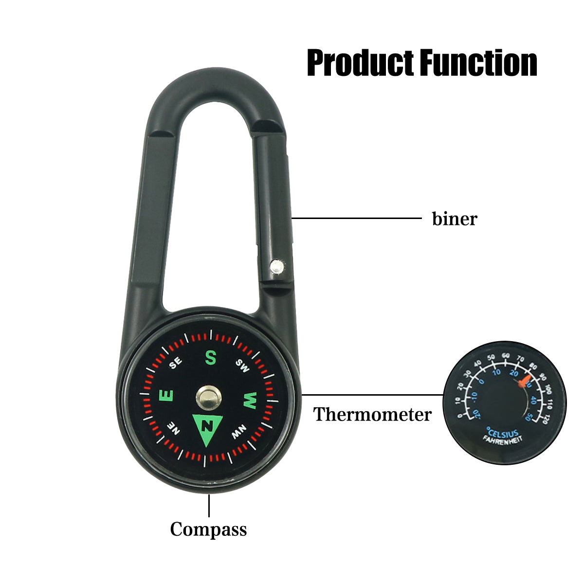 Compass Double Sided Portable Hiking Climbing Guide with Buckle Outdoor 4