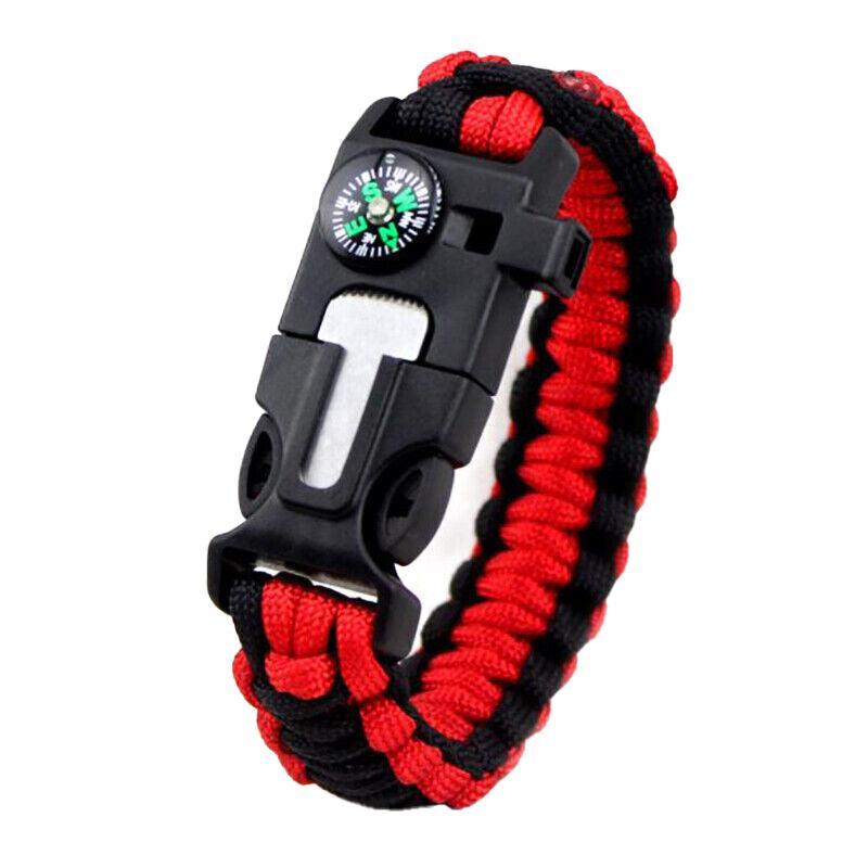 Flint Fire Starter 5In1 Survival Paracord Bracelet Whistle Compass Gear Tool Kit - Orange 12