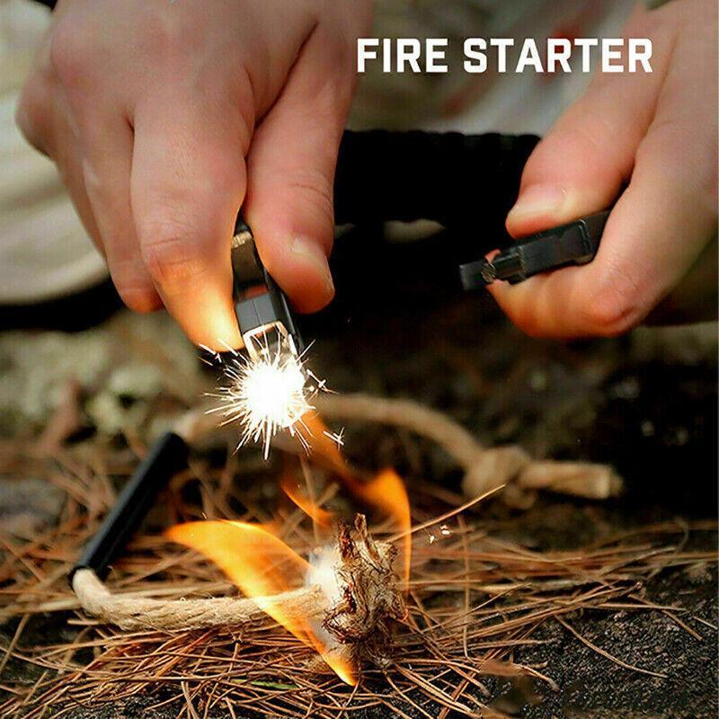 Flint Fire Starter 5In1 Survival Paracord Bracelet Whistle Compass Gear Tool Kit - Red 4
