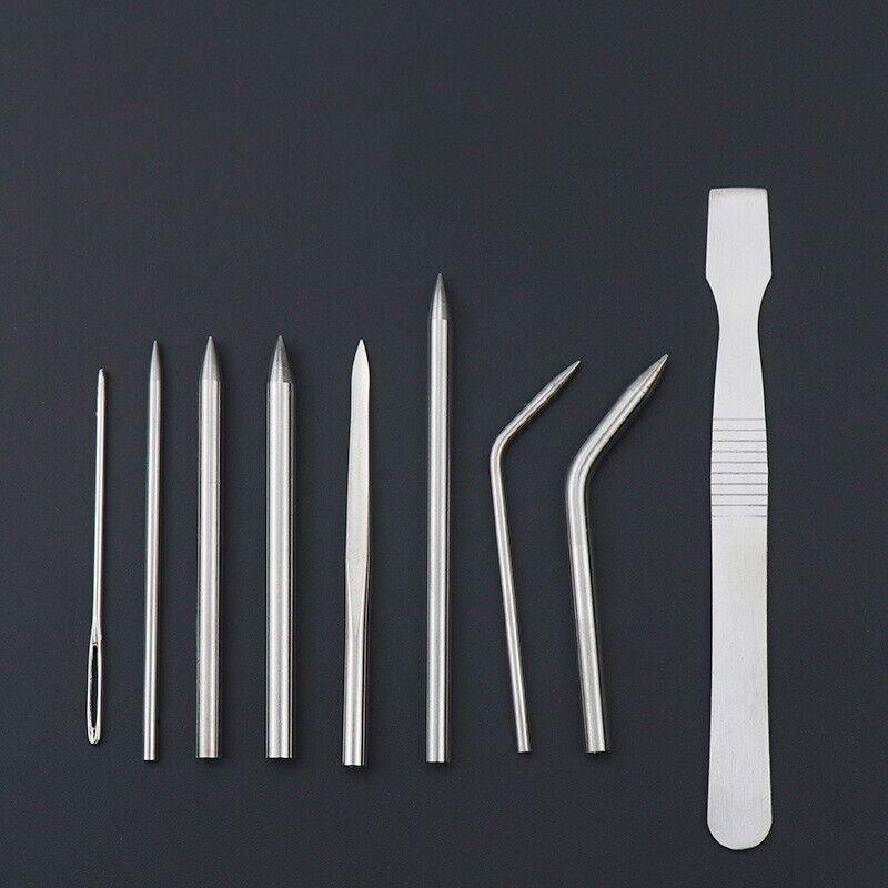 6/9 Pcs Stainless Steel Paracord Bracelet Fid Lacing Stitching Needles Tool Set - 9PCS 5