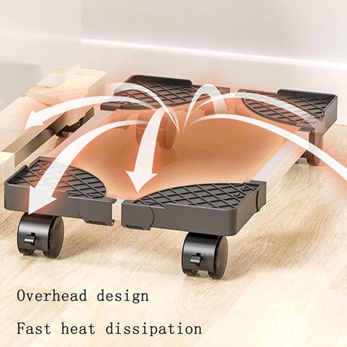 Adjustable Desktop Computer Tower Stand Telescopic Chassis Holder with Wheels 5