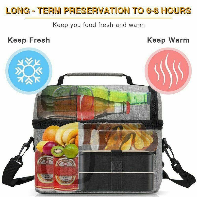 Insulated Lunch Bag Box Tote Cooler For Women Men Hot Cold Food Thermal - Light Blue 3