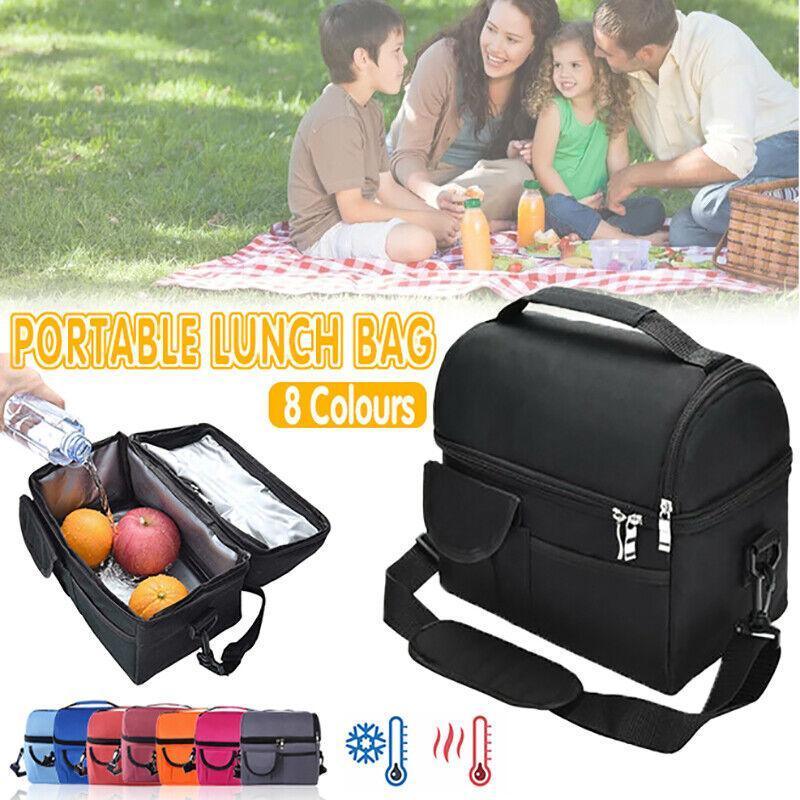 Insulated Lunch Bag Box Tote Cooler For Women Men Hot Cold Food Thermal - Wine Red