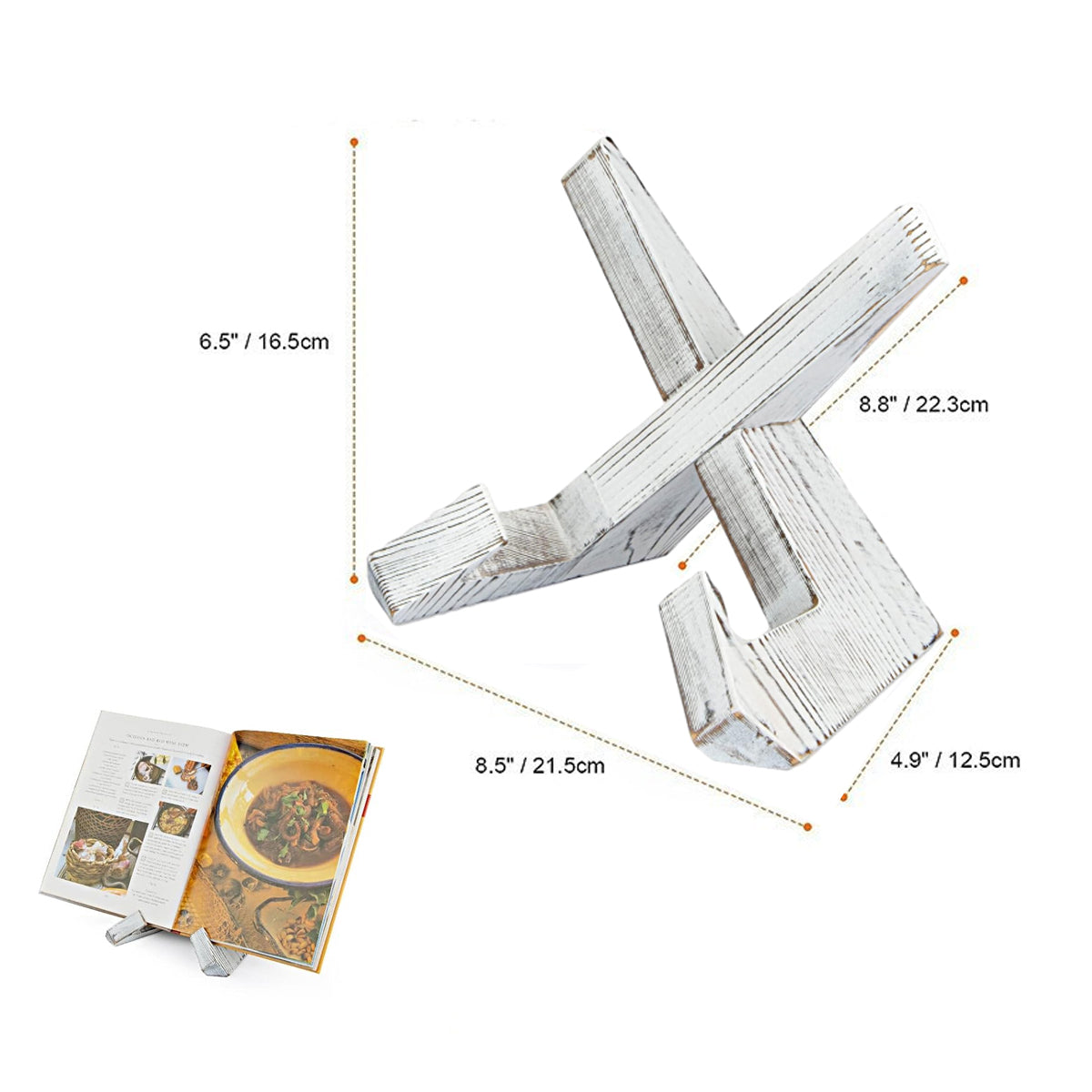 Wooden Plate Stand Rack Display Holder Wooden Support Desktop Reading Stand - White 3