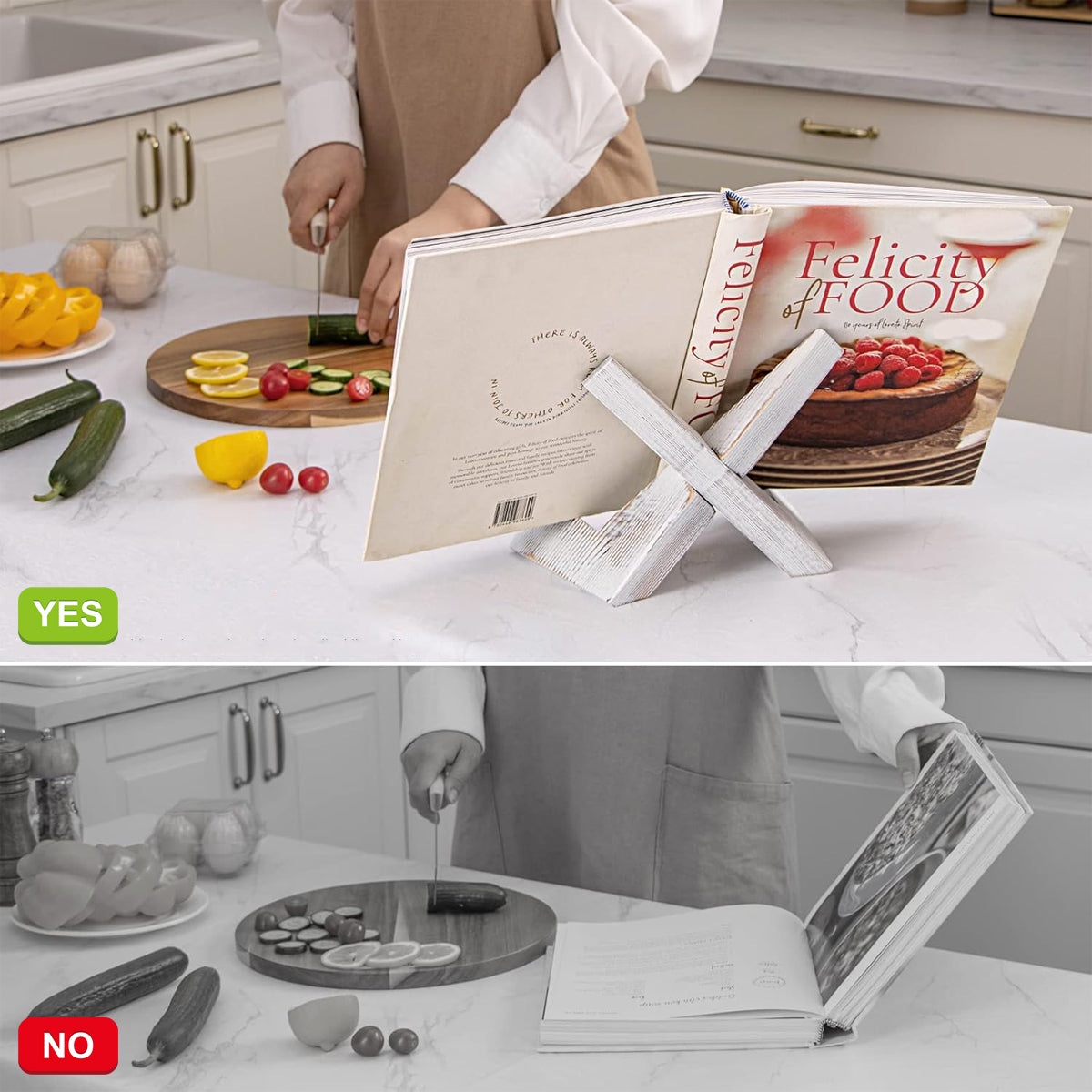 Wooden Plate Stand Rack Display Holder Wooden Support Desktop Reading Stand - White 5