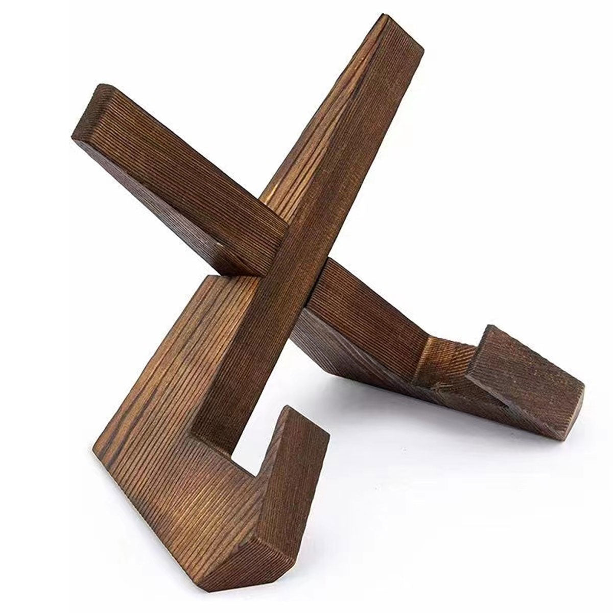 Wooden Plate Stand Rack Display Holder Wooden Support Desktop Reading Stand - White 7