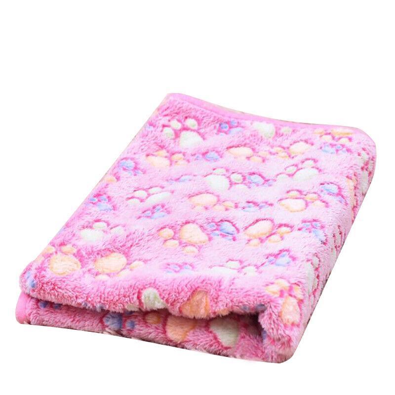 Medium Size Pet Mat Paw Print Cat Dog Puppy Fleece Soft Pet Blanket Bed Cushion - Pink 8