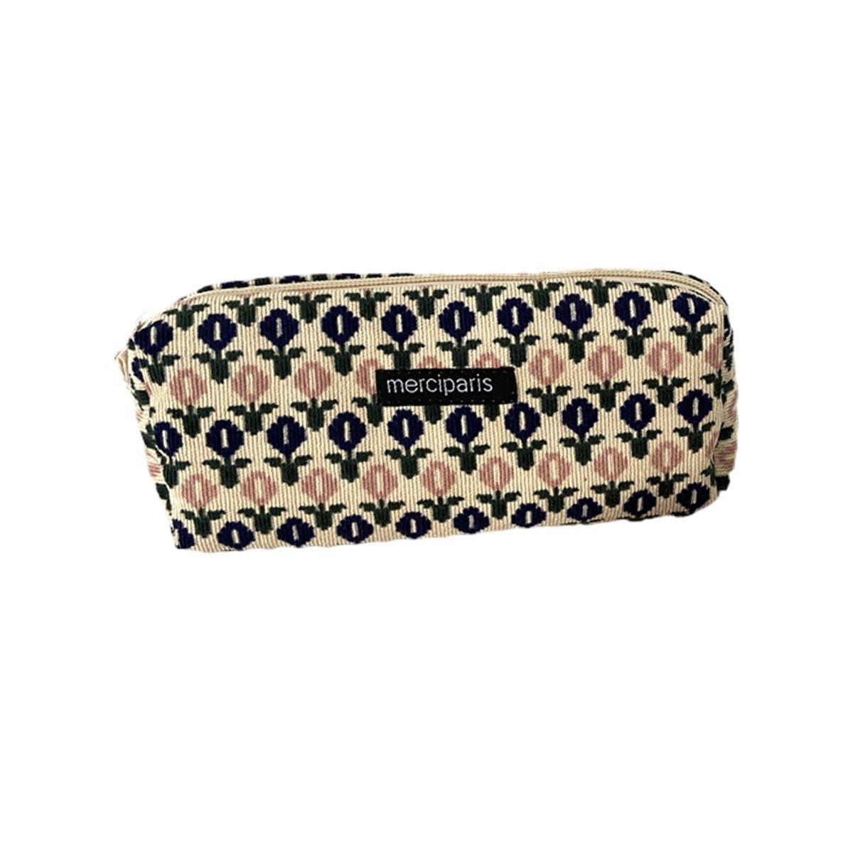 Large Capacity Pencil Case Organiser Bag Stationery Holder School Travel Pouch - Cartoon Flowers 14