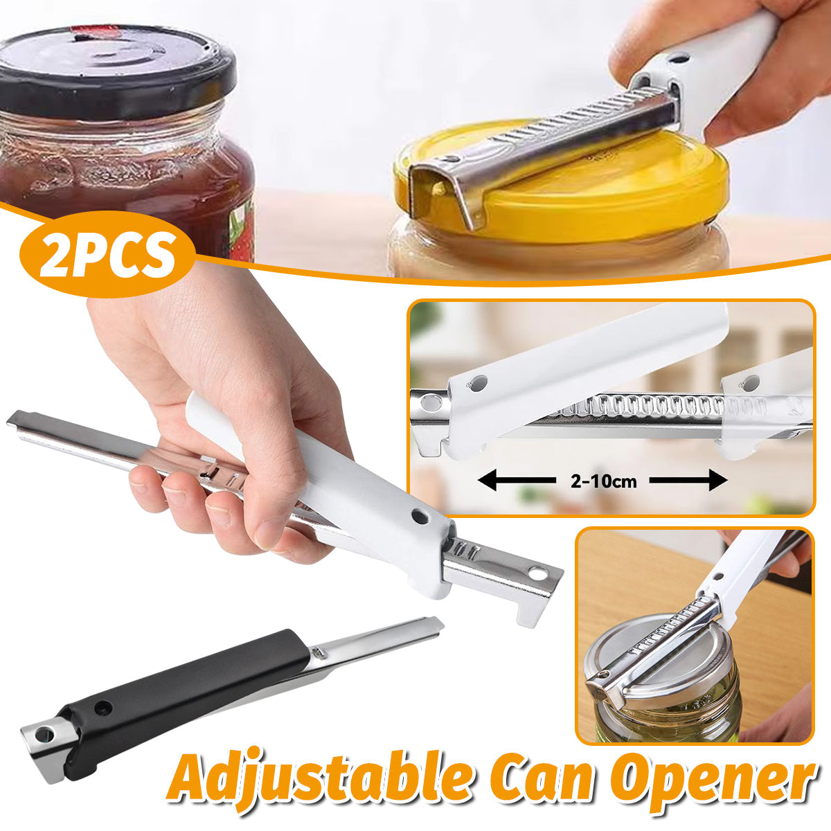 Adjustable Can Opener 2PCS Jar Bottle Cap Screw Lid Remover Tool for Kitchen Use