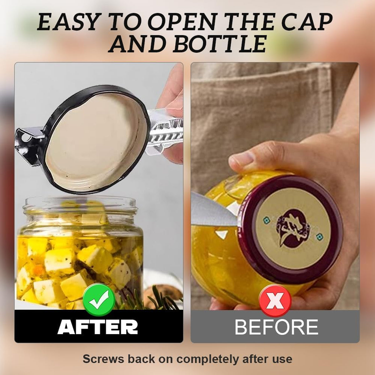 Adjustable Can Opener 2PCS Jar Bottle Cap Screw Lid Remover Tool for Kitchen Use 4