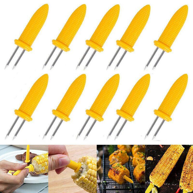 BBQ Corn Holders Set of 10 Reusable Stainless Steel Skewers for Kitchen and Grill 4