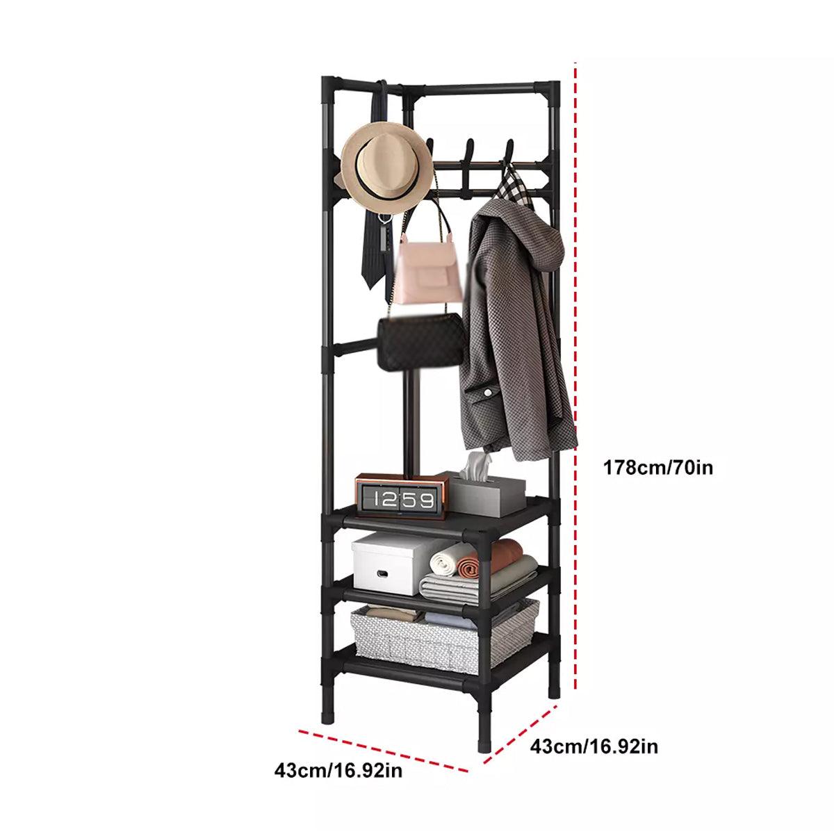 Floor Standing Corner Coat Rack Multifunctional Clothes Hanger Storage Organizer 3