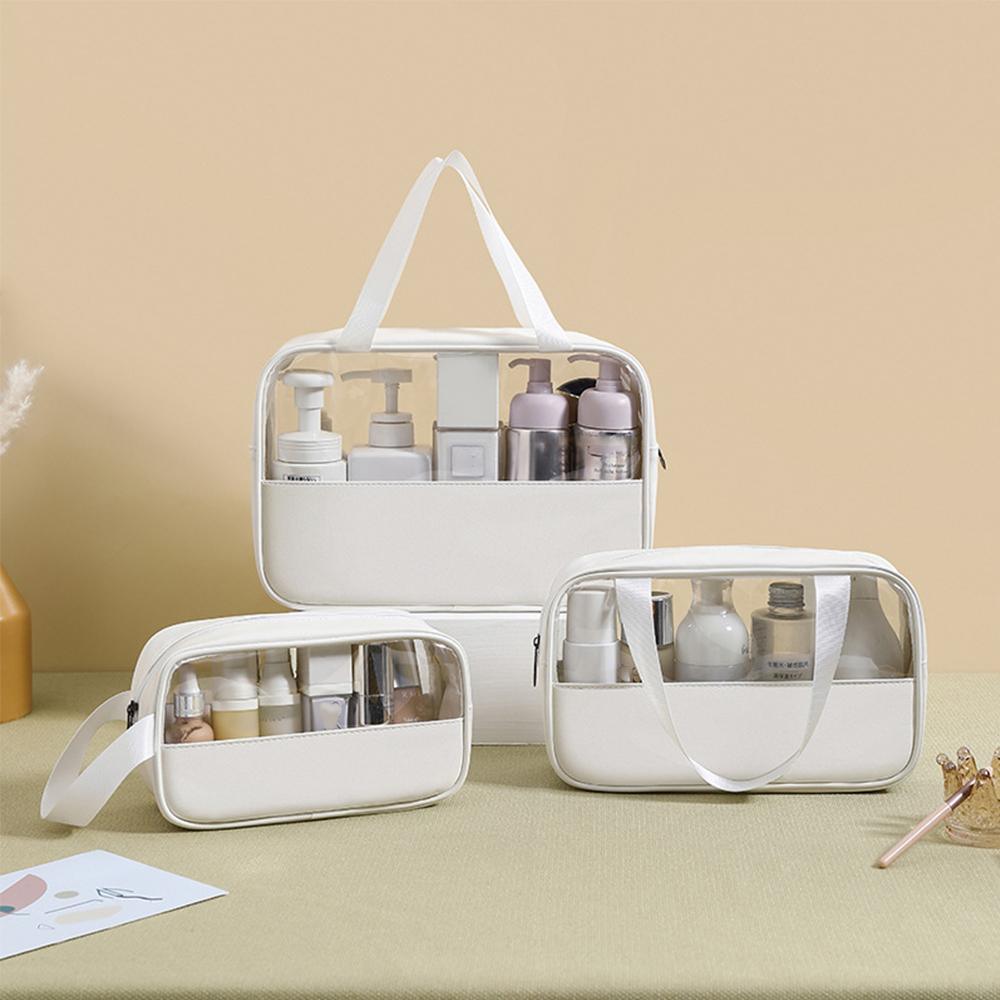 3pcs Large Capacity Waterproof Makeup Bag Set Translucent PU Travel Storage Bag - Cosmetic-Bag-3pcs-Black 5