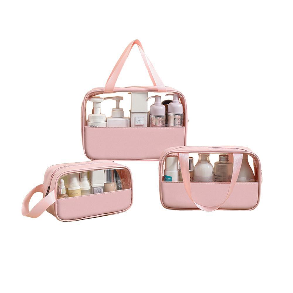 3pcs Large Capacity Waterproof Makeup Bag Set Translucent PU Travel Storage Bag - Cosmetic-Bag-3pcs-Black 6
