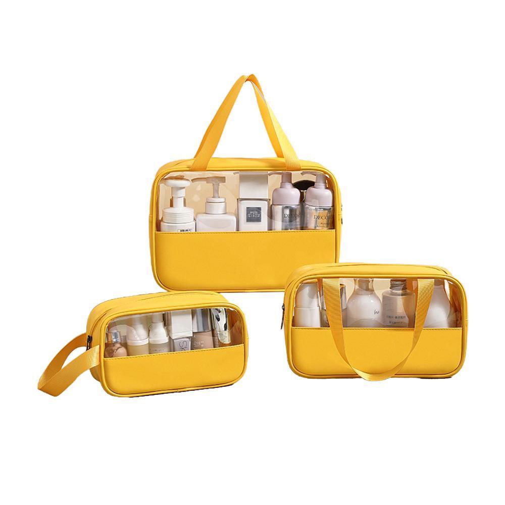 3pcs Large Capacity Waterproof Makeup Bag Set Translucent PU Travel Storage Bag - Cosmetic-Bag-3pcs-Black 9