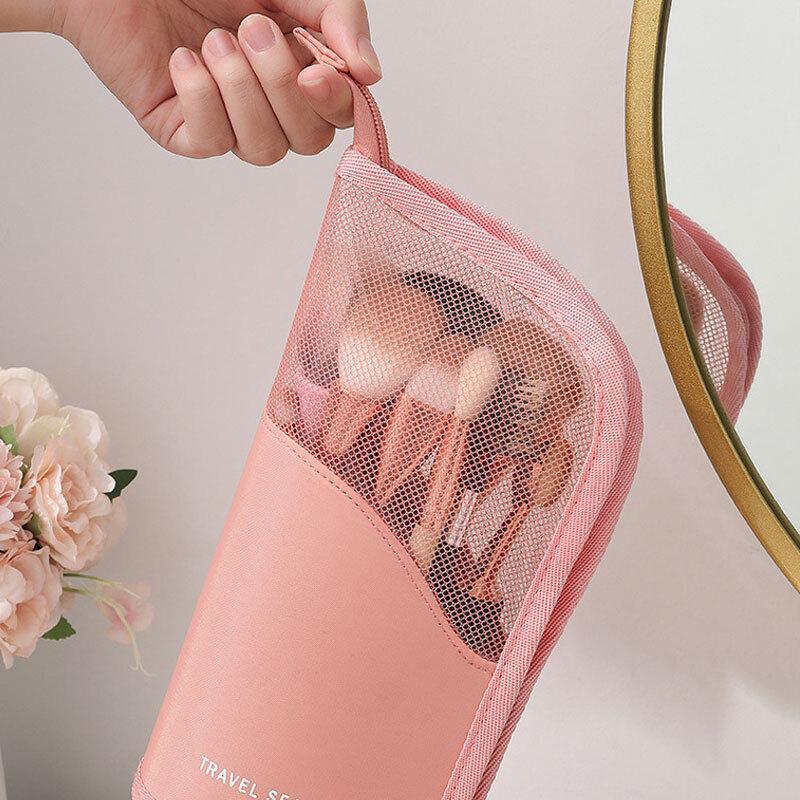 Stand Cosmetic Bag Travel Zipper Makeup Brush Holder Organizer Pouch Case Cover - Black 3