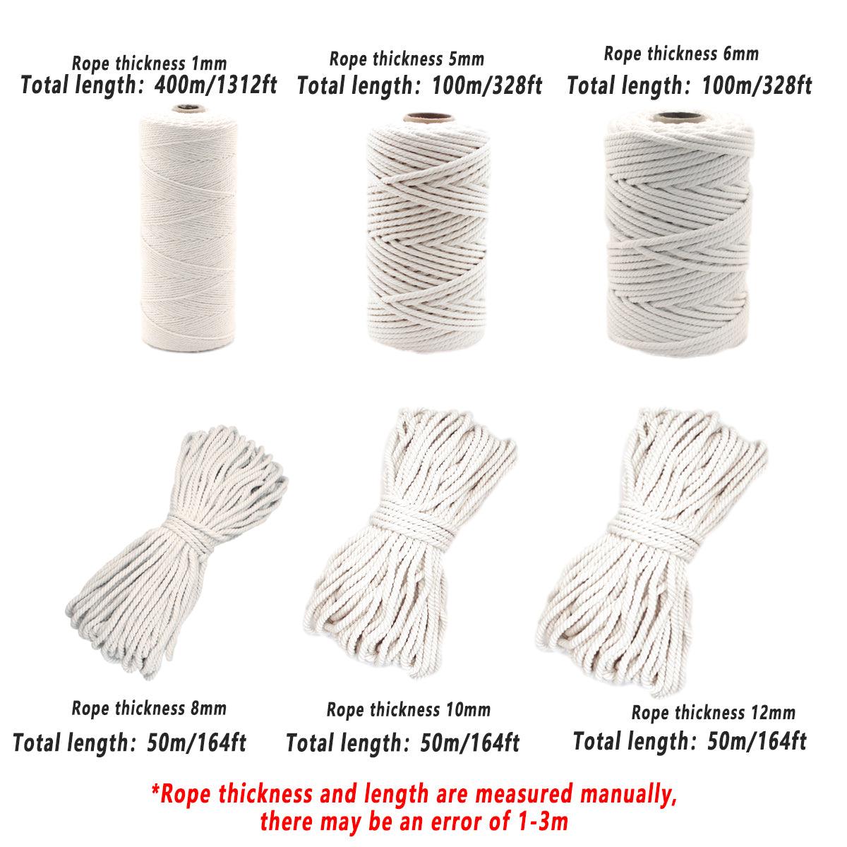 Cotton Rope Macrame Cord 1-12mm DIY Craft Tapestry Binding Decorative String - 12mm x 50m 3