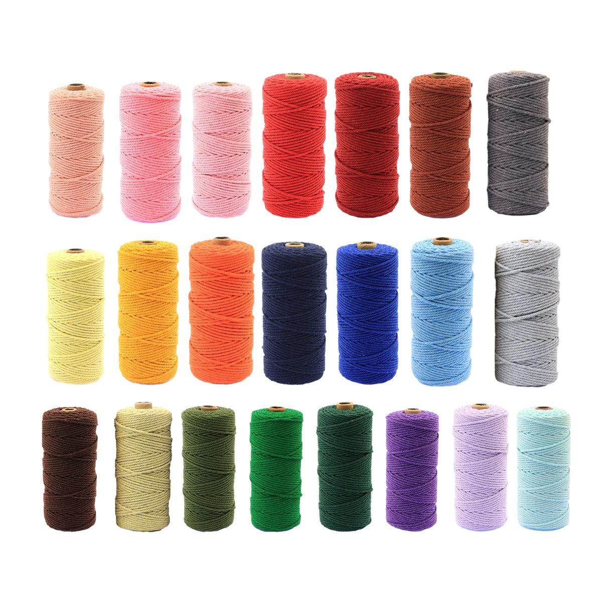 3mm Colored Cotton Rope DIY Hand Woven Macrame Cord Tapestry Binding Craft Rope - Orange